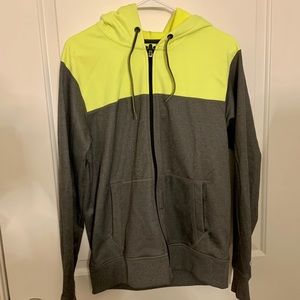 AEO Full Zip Hoodie Neon Yellow & Gray EUC